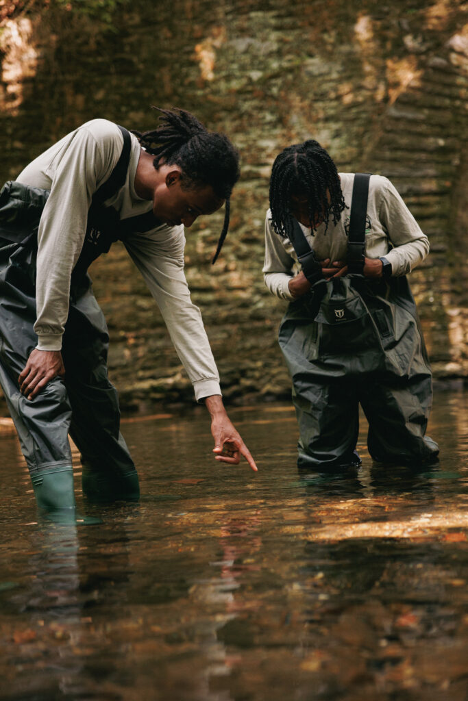 Micah and Marc-Anthony observing aquatic life in Morris Park | Mini Studio in Collaboration with Matt Stanley Photography 
