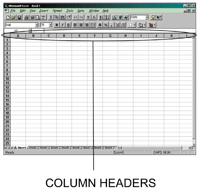 This is what Microsoft Excel column headers look like